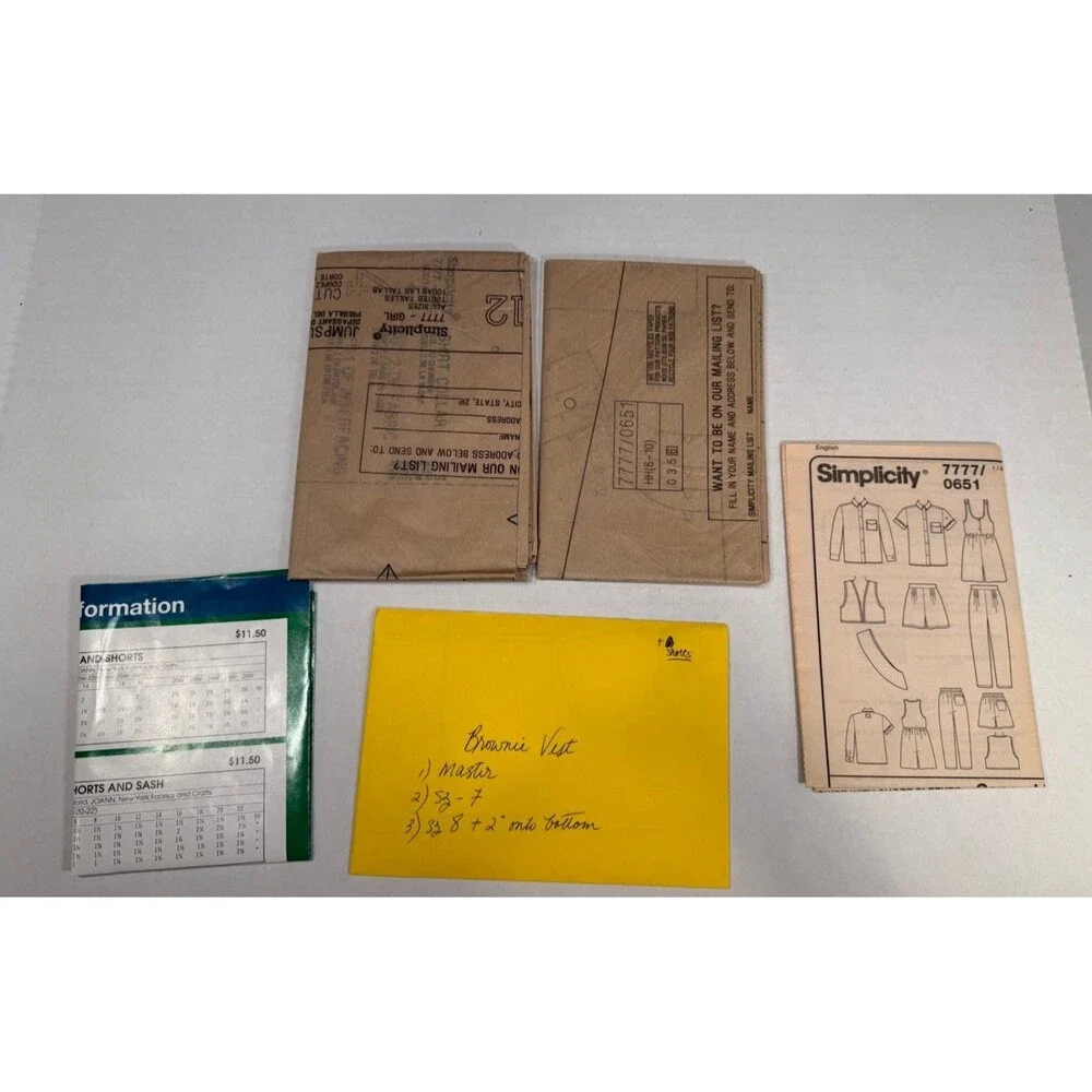 Simplicity Girl Scouts USA Uniform Patterns 7775 7776 7777 Cut 1990s, lot 3